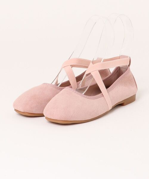 セール】【shoes365】スエード素材のクロスストラップバレエシューズ