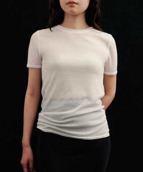 kiehtova（キエトヴァ）の「【kiehtova】sheer tops KTWR3 / KTWR25　※（Tシャツ/カットソー・レディース・ブルー/ブラック/カーキ/ホワイト/グレー・FREE）」の2枚目の写真