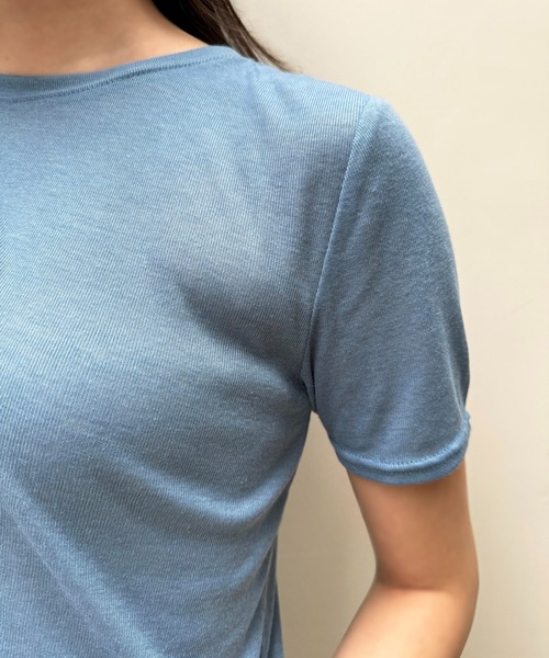 kiehtova（キエトヴァ）の「【kiehtova】sheer tops KTWR3 / KTWR25　※（Tシャツ/カットソー・レディース・ブルー/ブラック/カーキ/ホワイト/グレー・FREE）」の6枚目の写真