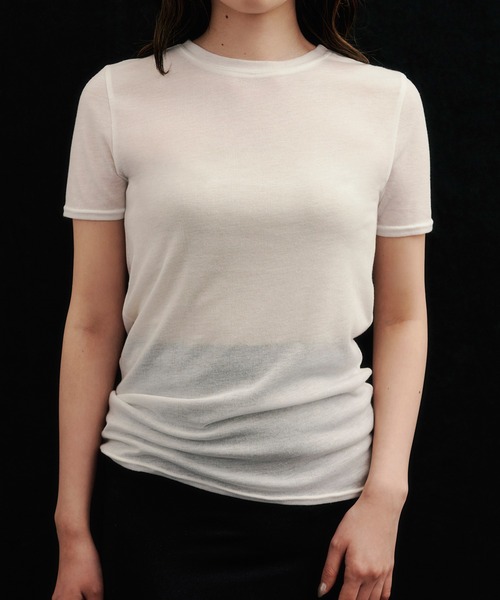 kiehtova（キエトヴァ）の「【kiehtova】sheer tops KTWR3 / KTWR25　※（Tシャツ/カットソー・レディース・ブルー/ブラック/カーキ/ホワイト/グレー・FREE）」の14枚目の写真