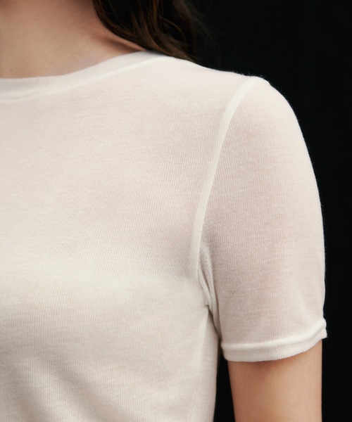 kiehtova（キエトヴァ）の「【kiehtova】sheer tops KTWR3 / KTWR25　※（Tシャツ/カットソー・レディース・ブルー/ブラック/カーキ/ホワイト/グレー・FREE）」の18枚目の写真
