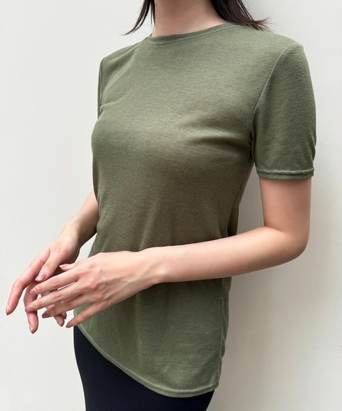kiehtova（キエトヴァ）の「【kiehtova】sheer tops KTWR3 / KTWR25　※（Tシャツ/カットソー・レディース・ブルー/ブラック/カーキ/ホワイト/グレー・FREE）」の20枚目の写真