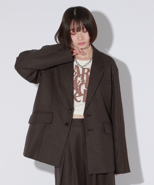 Anui（アニュイ）の「【UNISEX】ラインスリーブジャケット（テーラードジャケット・レディース・ブラック/ブラウン・MEDIUM）」の2枚目の写真