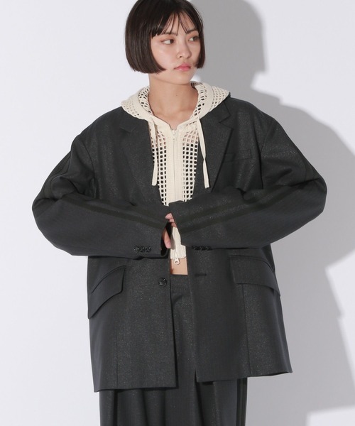 Anui（アニュイ）の「【UNISEX】ラインスリーブジャケット（テーラードジャケット・レディース・ブラック/ブラウン・MEDIUM）」の4枚目の写真