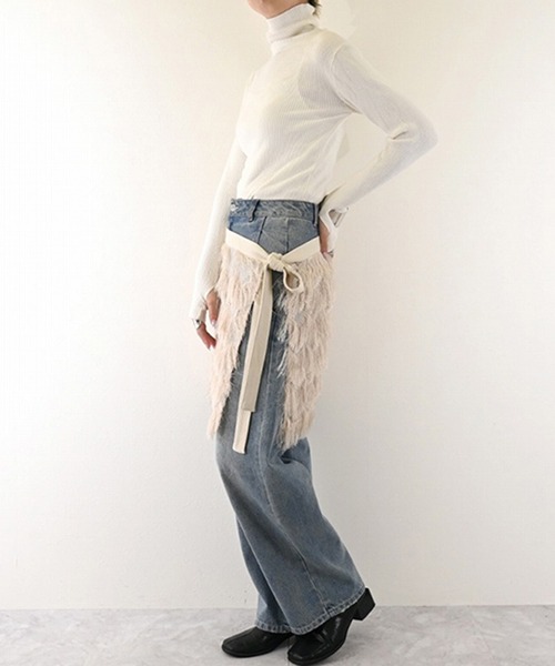 STYLEBLOCK（スタイルブロック）の「フリンジラップスカート（スカート・レディース・ホワイト系その他/ブラック/チャコールグレー・M）」の8枚目の写真