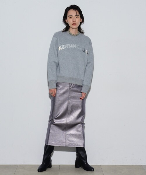 GALLEST（ギャレスト）の「ロゴ裏毛トップス（スウェット・レディース・ブラック/オフホワイト/グレー・38）」の4枚目の写真