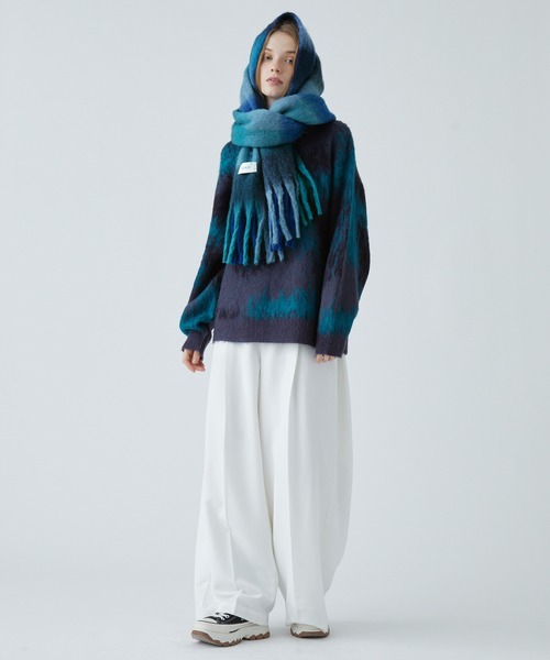 VELNUS(ベルナス)の「【VELNUS】Mohair touch gradation-like volume check muffler/モヘアタッチ グラデーションライクボリュームチェックマフラー(マフラー・メンズ・イエロー系/ブルー系・FREE)」の6枚目の写真