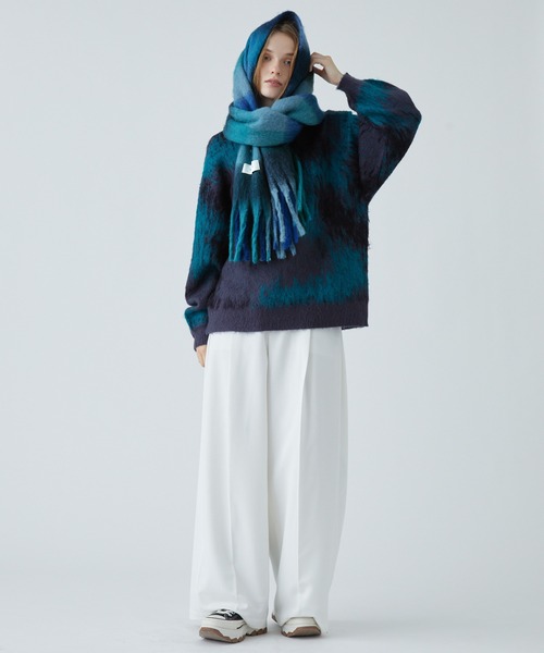 VELNUS(ベルナス)の「【VELNUS】Mohair touch gradation-like volume check muffler/モヘアタッチ グラデーションライクボリュームチェックマフラー(マフラー・メンズ・イエロー系/ブルー系・FREE)」の7枚目の写真
