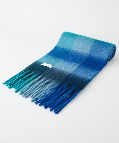 VELNUS(ベルナス)の「【VELNUS】Mohair touch gradation-like volume check muffler/モヘアタッチ グラデーションライクボリュームチェックマフラー(マフラー・メンズ・イエロー系/ブルー系・FREE)」の10枚目の写真