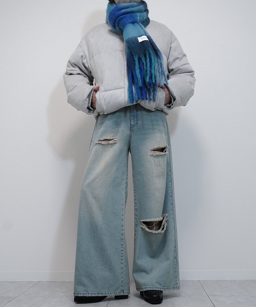 VELNUS(ベルナス)の「【VELNUS】Mohair touch gradation-like volume check muffler/モヘアタッチ グラデーションライクボリュームチェックマフラー(マフラー・メンズ・イエロー系/ブルー系・FREE)」の19枚目の写真