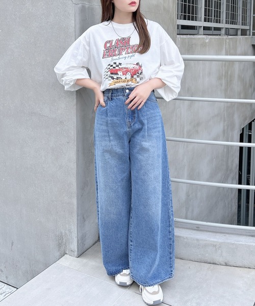 INGNI（イング）の「ピグメントアソートロゴプリントロングTシャツ（Tシャツ/カットソー・レディース・オフホワイト/チャコールグレー/ライトグレー系8/グレー系3・M）」の11枚目の写真