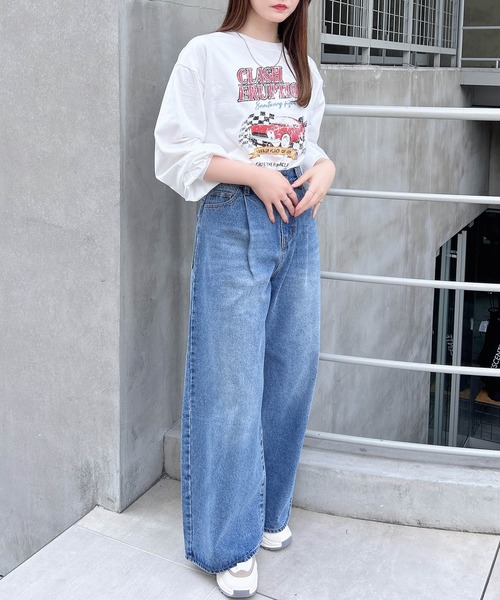 INGNI（イング）の「ピグメントアソートロゴプリントロングTシャツ（Tシャツ/カットソー・レディース・オフホワイト/チャコールグレー/ライトグレー系8/グレー系3・M）」の13枚目の写真