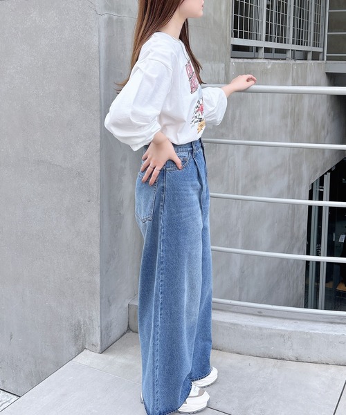 INGNI（イング）の「ピグメントアソートロゴプリントロングTシャツ（Tシャツ/カットソー・レディース・オフホワイト/チャコールグレー/ライトグレー系8/グレー系3・M）」の14枚目の写真