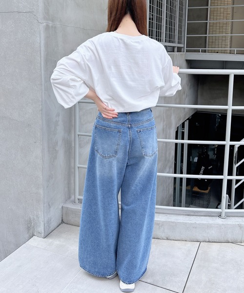 INGNI（イング）の「ピグメントアソートロゴプリントロングTシャツ（Tシャツ/カットソー・レディース・オフホワイト/チャコールグレー/ライトグレー系8/グレー系3・M）」の15枚目の写真