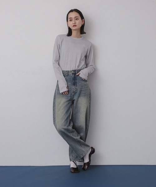 SENSE OF PLACE by URBAN RESEARCH(センスオブプレイスバイアーバンリサーチ)の「ラメリブロングTシャツ(Tシャツ/カットソー・レディース・シルバー/ブラック/ミント・ONE)」の6枚目の写真