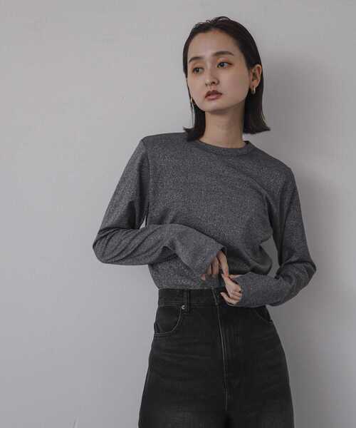 SENSE OF PLACE by URBAN RESEARCH(センスオブプレイスバイアーバンリサーチ)の「ラメリブロングTシャツ(Tシャツ/カットソー・レディース・シルバー/ブラック/ミント・ONE)」の9枚目の写真
