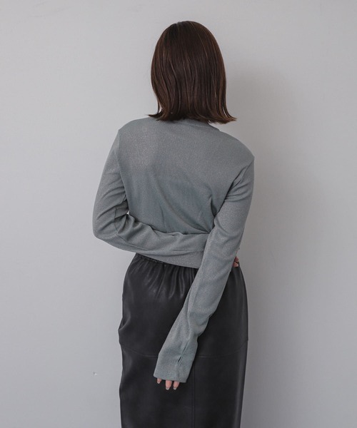 SENSE OF PLACE by URBAN RESEARCH(センスオブプレイスバイアーバンリサーチ)の「ラメリブロングTシャツ(Tシャツ/カットソー・レディース・シルバー/ブラック/ミント・ONE)」の13枚目の写真