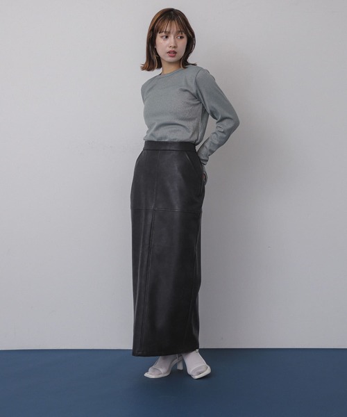 SENSE OF PLACE by URBAN RESEARCH(センスオブプレイスバイアーバンリサーチ)の「ラメリブロングTシャツ(Tシャツ/カットソー・レディース・シルバー/ブラック/ミント・ONE)」の14枚目の写真