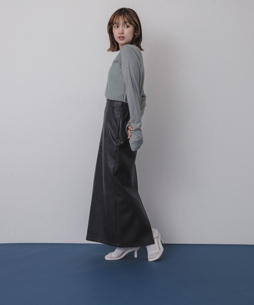 SENSE OF PLACE by URBAN RESEARCH(センスオブプレイスバイアーバンリサーチ)の「ラメリブロングTシャツ(Tシャツ/カットソー・レディース・シルバー/ブラック/ミント・ONE)」の15枚目の写真