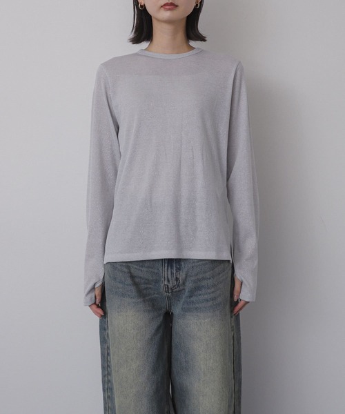 SENSE OF PLACE by URBAN RESEARCH(センスオブプレイスバイアーバンリサーチ)の「ラメリブロングTシャツ(Tシャツ/カットソー・レディース・シルバー/ブラック/ミント・ONE)」の17枚目の写真