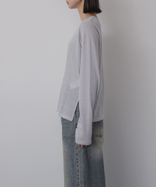 SENSE OF PLACE by URBAN RESEARCH(センスオブプレイスバイアーバンリサーチ)の「ラメリブロングTシャツ(Tシャツ/カットソー・レディース・シルバー/ブラック/ミント・ONE)」の18枚目の写真