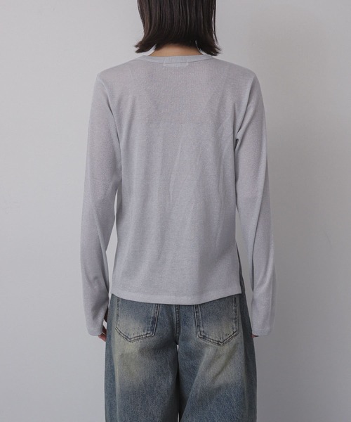SENSE OF PLACE by URBAN RESEARCH(センスオブプレイスバイアーバンリサーチ)の「ラメリブロングTシャツ(Tシャツ/カットソー・レディース・シルバー/ブラック/ミント・ONE)」の19枚目の写真