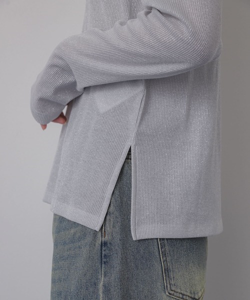 SENSE OF PLACE by URBAN RESEARCH(センスオブプレイスバイアーバンリサーチ)の「ラメリブロングTシャツ(Tシャツ/カットソー・レディース・シルバー/ブラック/ミント・ONE)」の20枚目の写真