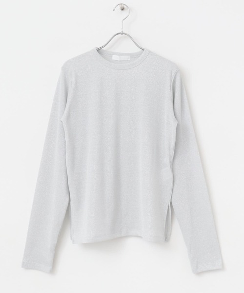 SENSE OF PLACE by URBAN RESEARCH(センスオブプレイスバイアーバンリサーチ)の「ラメリブロングTシャツ(Tシャツ/カットソー・レディース・シルバー/ブラック/ミント・ONE)」の22枚目の写真
