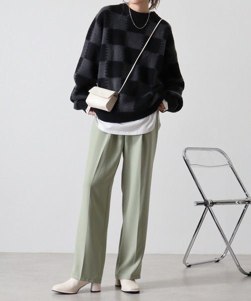 SUGGESTION（サジェッション）の「Checkered crew neck sweater / チェッカークルーネックセーター unisex（ニット/セーター・メンズ・グレー/ライトグレー/チャコール・M/L）」の16枚目の写真