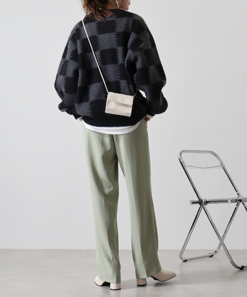 SUGGESTION（サジェッション）の「Checkered crew neck sweater / チェッカークルーネックセーター unisex（ニット/セーター・メンズ・グレー/ライトグレー/チャコール・M/L）」の17枚目の写真