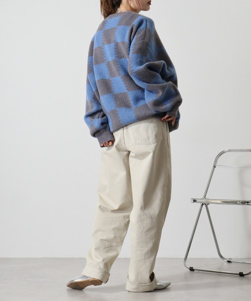 SUGGESTION（サジェッション）の「Checkered crew neck sweater / チェッカークルーネックセーター unisex（ニット/セーター・メンズ・グレー/ライトグレー/チャコール・M/L）」の12枚目の写真