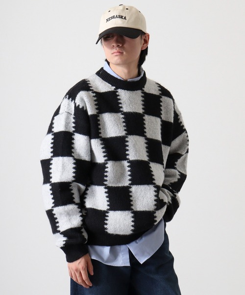 SUGGESTION（サジェッション）の「Checkered crew neck sweater / チェッカークルーネックセーター unisex（ニット/セーター・メンズ・グレー/ライトグレー/チャコール・M/L）」の18枚目の写真