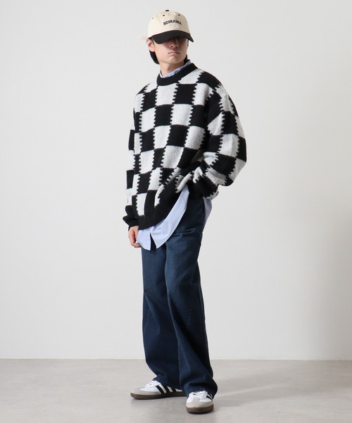 SUGGESTION（サジェッション）の「Checkered crew neck sweater / チェッカークルーネックセーター unisex（ニット/セーター・メンズ・グレー/ライトグレー/チャコール・M/L）」の19枚目の写真