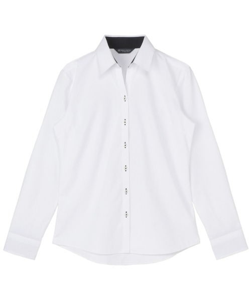 TOKYO SHIRTS(トウキョウシャツ)の「透け防止 形態安定ノーアイロン スキッパー 長袖ビジネスワイシャツ(ビジネスシャツ・レディース・ホワイト・M/L/LL/XL/S)」の1枚目の写真