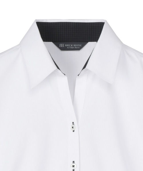 TOKYO SHIRTS(トウキョウシャツ)の「透け防止 形態安定ノーアイロン スキッパー 長袖ビジネスワイシャツ(ビジネスシャツ・レディース・ホワイト・M/L/LL/XL/S)」の3枚目の写真