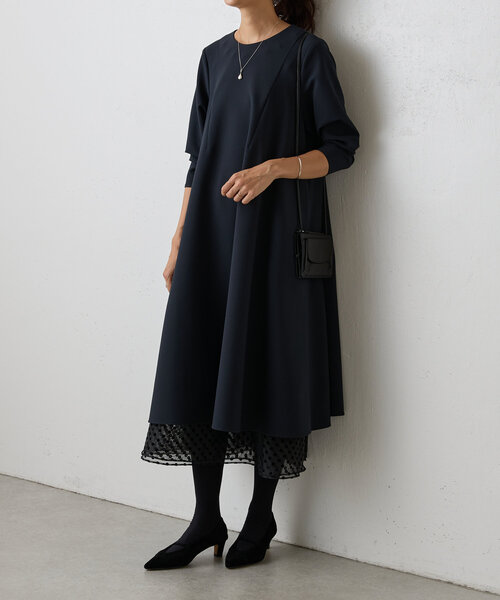 LIVETART（リヴェタート）の「《LIVETART》ドットヘムレイヤードワンピース（ワンピース・レディース・ブラック・FREE）」の2枚目の写真