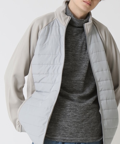 ARCADE(アーケード)の「フェイクダウンスタンドブルゾン /表側フェイクダウン×裏側スウェット 裏地シャギーボアフリース素材(ダウンジャケット/コート・メンズ・グレー/ブラック/ホワイト/ネイビー・M/L/LL)」の4枚目の写真