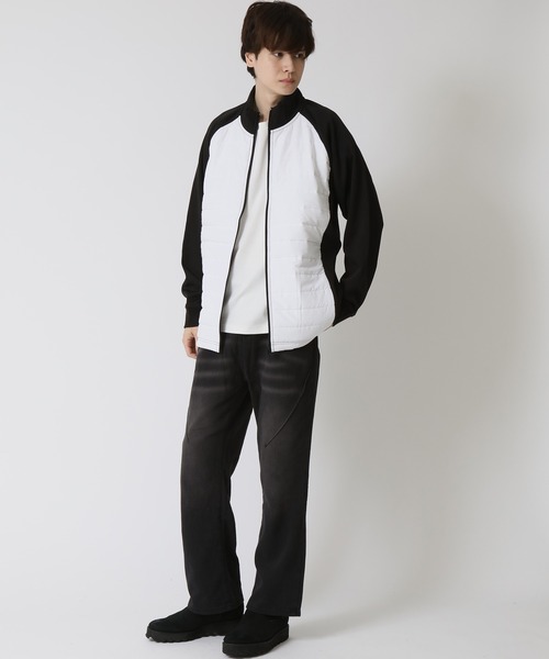 ARCADE(アーケード)の「フェイクダウンスタンドブルゾン /表側フェイクダウン×裏側スウェット 裏地シャギーボアフリース素材(ダウンジャケット/コート・メンズ・グレー/ブラック/ホワイト/ネイビー・M/L/LL)」の6枚目の写真