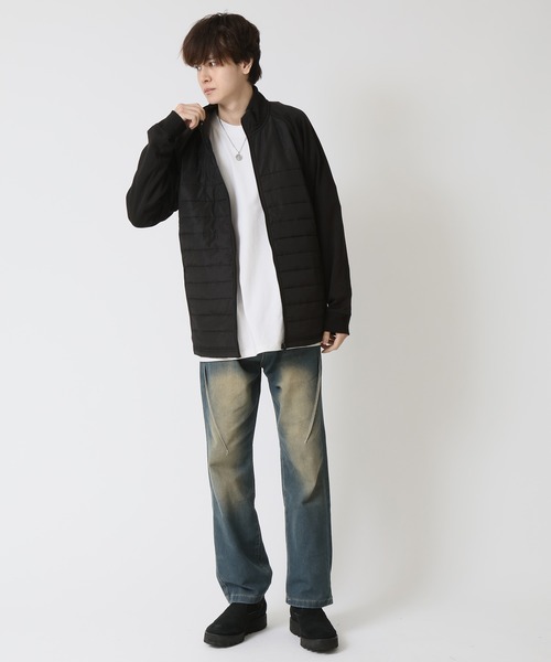 ARCADE(アーケード)の「フェイクダウンスタンドブルゾン /表側フェイクダウン×裏側スウェット 裏地シャギーボアフリース素材(ダウンジャケット/コート・メンズ・グレー/ブラック/ホワイト/ネイビー・M/L/LL)」の12枚目の写真