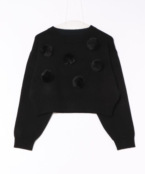 STYLEBLOCK（スタイルブロック）の「ファーボンボン付きニットプルオーバー（ニット/セーター・レディース・グレー/アイボリー/ブラック・M）」の2枚目の写真