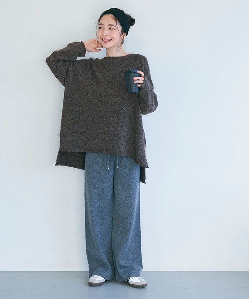coca(coca)(コカ)の「ボートネック裾スリットニット(ニット/セーター・レディース・チャコール/その他1・L/M)」の3枚目の写真