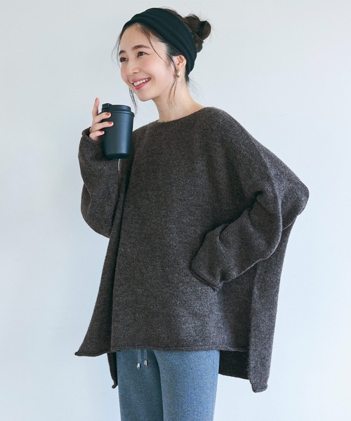 coca(coca)(コカ)の「ボートネック裾スリットニット(ニット/セーター・レディース・チャコール/その他1・L/M)」の4枚目の写真