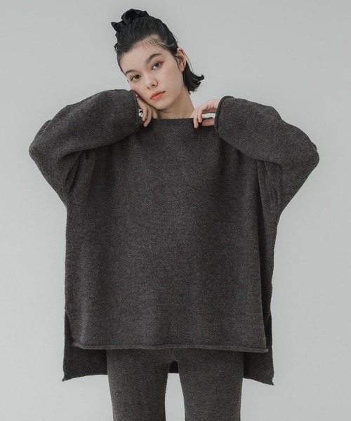 coca(coca)(コカ)の「ボートネック裾スリットニット(ニット/セーター・レディース・チャコール/その他1・L/M)」の6枚目の写真