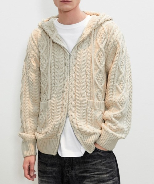 セール】V2／ケーブルジップアップ（ニット/セーター）｜V2（ブイツー