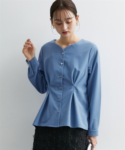 フロントタック入前開きブラウス【UVカット・洗濯機OK】（シャツ