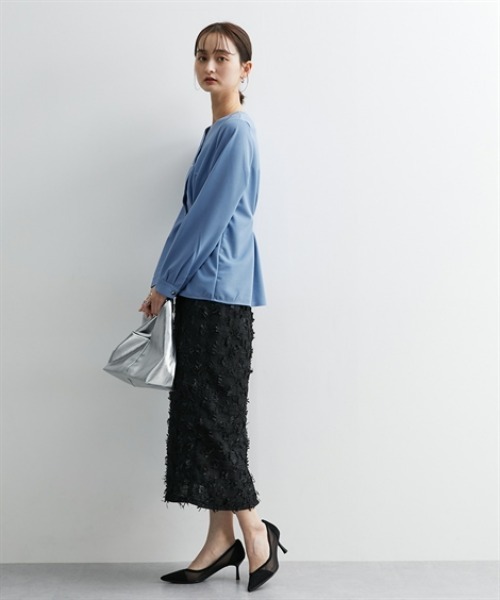 nissen（ニッセン）の「フロントタック入前開きブラウス【ＵＶカット・洗濯機ＯＫ】（シャツ/ブラウス・レディース・ネイビー/サックスブルー/オフホワイト・S/M/L/LL）」の13枚目の写真