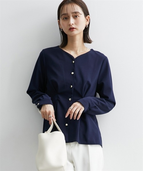 フロントタック入前開きブラウス【UVカット・洗濯機OK】（シャツ