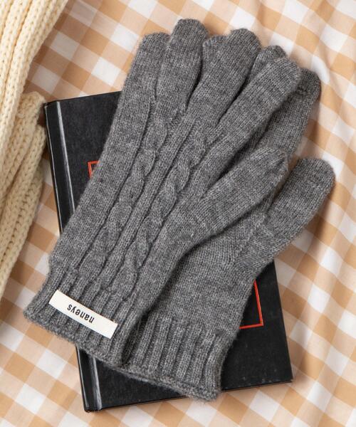 WEGO(ウィゴー)の「WEGO/ケーブル編みグローブ(手袋・レディース・ブラック/ライトピンク/ライトベージュ/レッド/グレー・FREE)」の3枚目の写真
