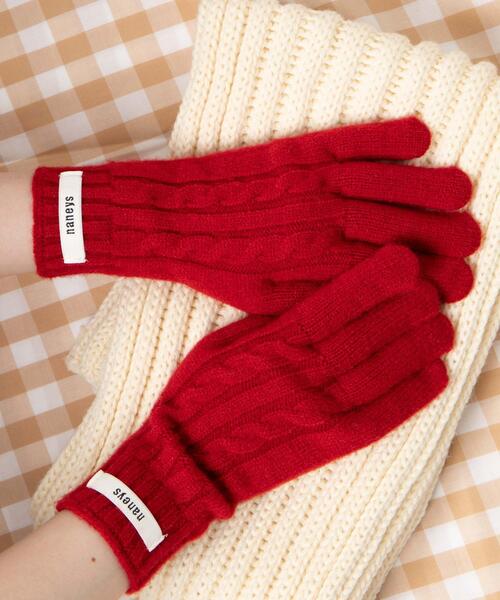 WEGO(ウィゴー)の「WEGO/ケーブル編みグローブ(手袋・レディース・ブラック/ライトピンク/ライトベージュ/レッド/グレー・FREE)」の2枚目の写真