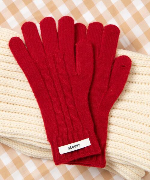 WEGO(ウィゴー)の「WEGO/ケーブル編みグローブ(手袋・レディース・ブラック/ライトピンク/ライトベージュ/レッド/グレー・FREE)」の9枚目の写真